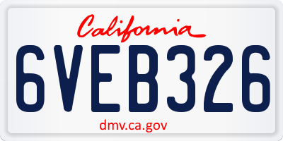 CA license plate 6VEB326