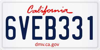 CA license plate 6VEB331