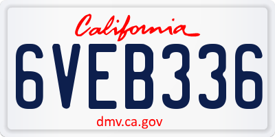 CA license plate 6VEB336