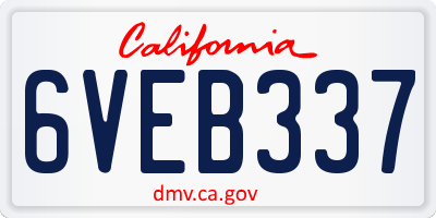 CA license plate 6VEB337