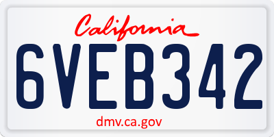 CA license plate 6VEB342