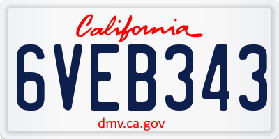 CA license plate 6VEB343