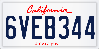 CA license plate 6VEB344