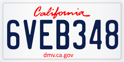 CA license plate 6VEB348