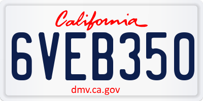 CA license plate 6VEB350