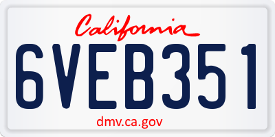CA license plate 6VEB351