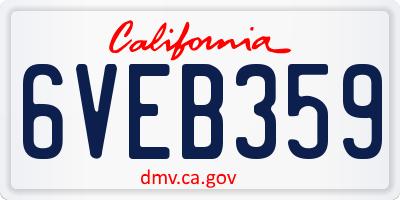 CA license plate 6VEB359