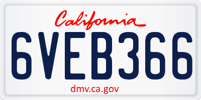 CA license plate 6VEB366