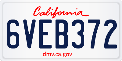CA license plate 6VEB372