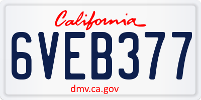 CA license plate 6VEB377