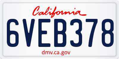 CA license plate 6VEB378