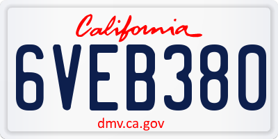 CA license plate 6VEB380