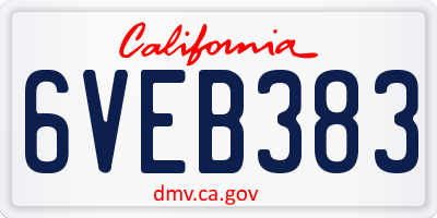 CA license plate 6VEB383