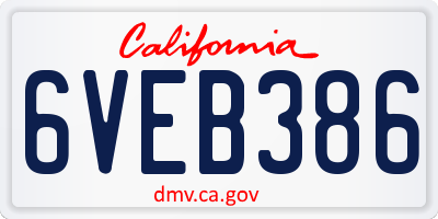 CA license plate 6VEB386