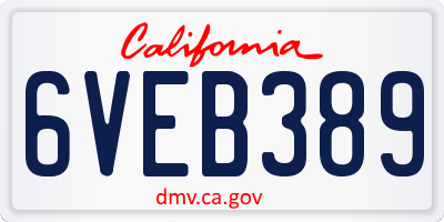 CA license plate 6VEB389