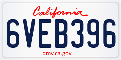 CA license plate 6VEB396