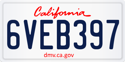 CA license plate 6VEB397