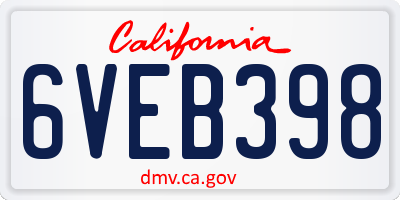CA license plate 6VEB398