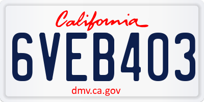 CA license plate 6VEB403
