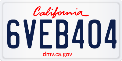 CA license plate 6VEB404
