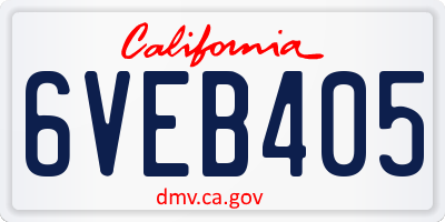 CA license plate 6VEB405