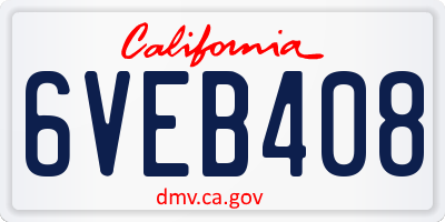 CA license plate 6VEB408