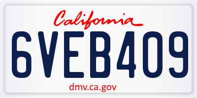 CA license plate 6VEB409
