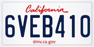 CA license plate 6VEB410