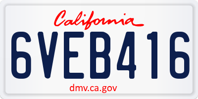 CA license plate 6VEB416
