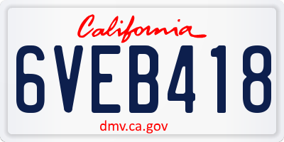 CA license plate 6VEB418