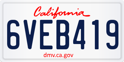 CA license plate 6VEB419