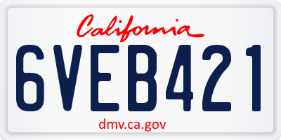 CA license plate 6VEB421