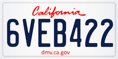 CA license plate 6VEB422