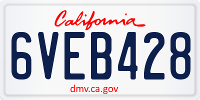 CA license plate 6VEB428