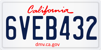 CA license plate 6VEB432