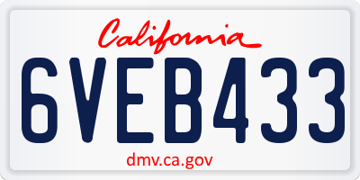 CA license plate 6VEB433