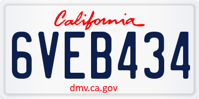 CA license plate 6VEB434