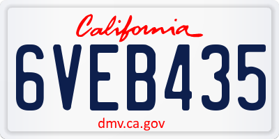 CA license plate 6VEB435