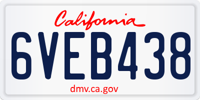 CA license plate 6VEB438