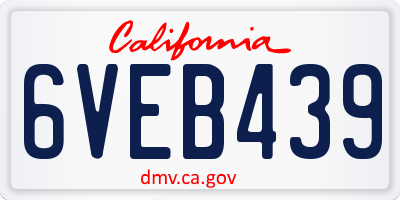 CA license plate 6VEB439