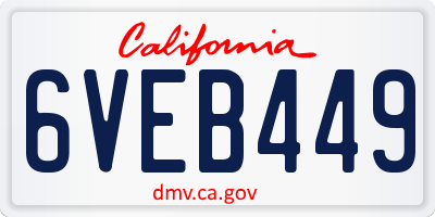 CA license plate 6VEB449