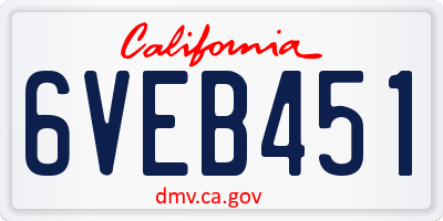 CA license plate 6VEB451