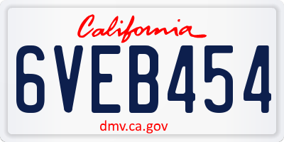 CA license plate 6VEB454