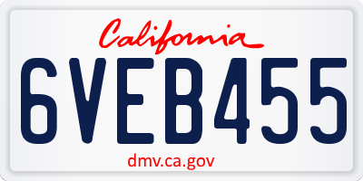 CA license plate 6VEB455