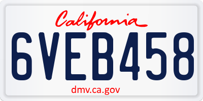 CA license plate 6VEB458