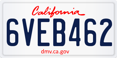 CA license plate 6VEB462