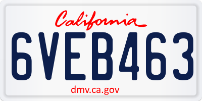 CA license plate 6VEB463