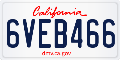CA license plate 6VEB466