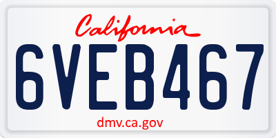 CA license plate 6VEB467