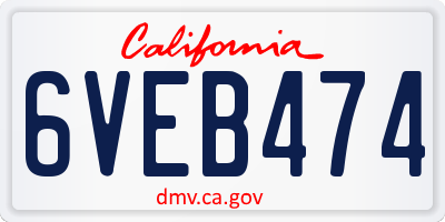 CA license plate 6VEB474